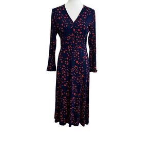 Draper James Scattered Hearts Wrap Dress Nassau Navy Size Medium NEW
